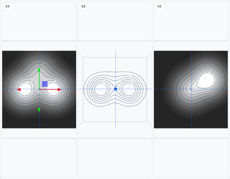 Main viewer screenshot of Volume module with metaballs field slice views