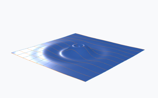 Scene stage preview in pipeline with explicit sinc surface geometry